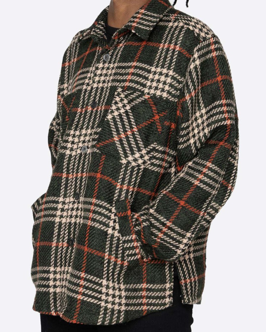 Men Eptm. | Eptm. Eptm Slit Flannel Shirt-Plaid Green