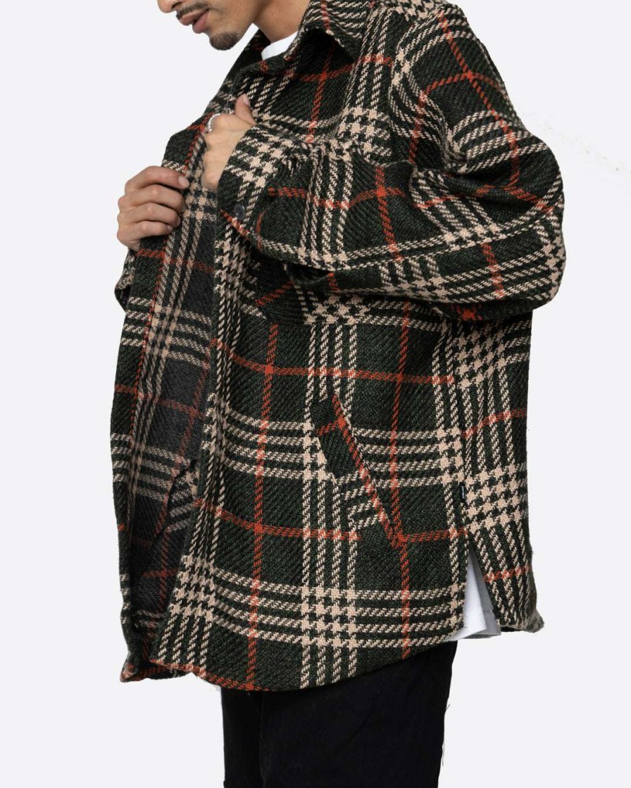 Men Eptm. | Eptm. Eptm Slit Flannel Shirt-Plaid Green