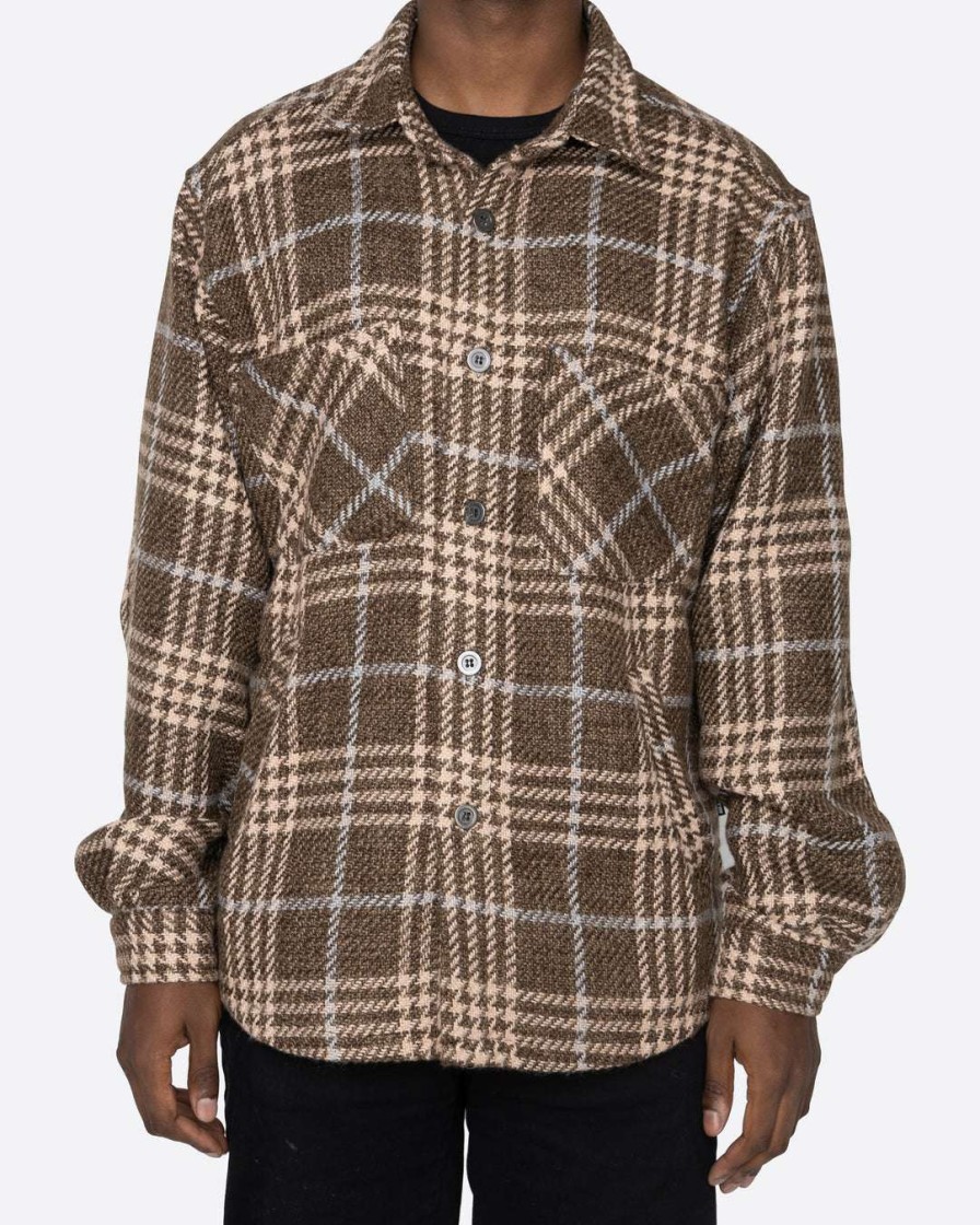 Men Eptm. | Eptm. Eptm Slit Flannel Shirt- Plaid Brown Shirts