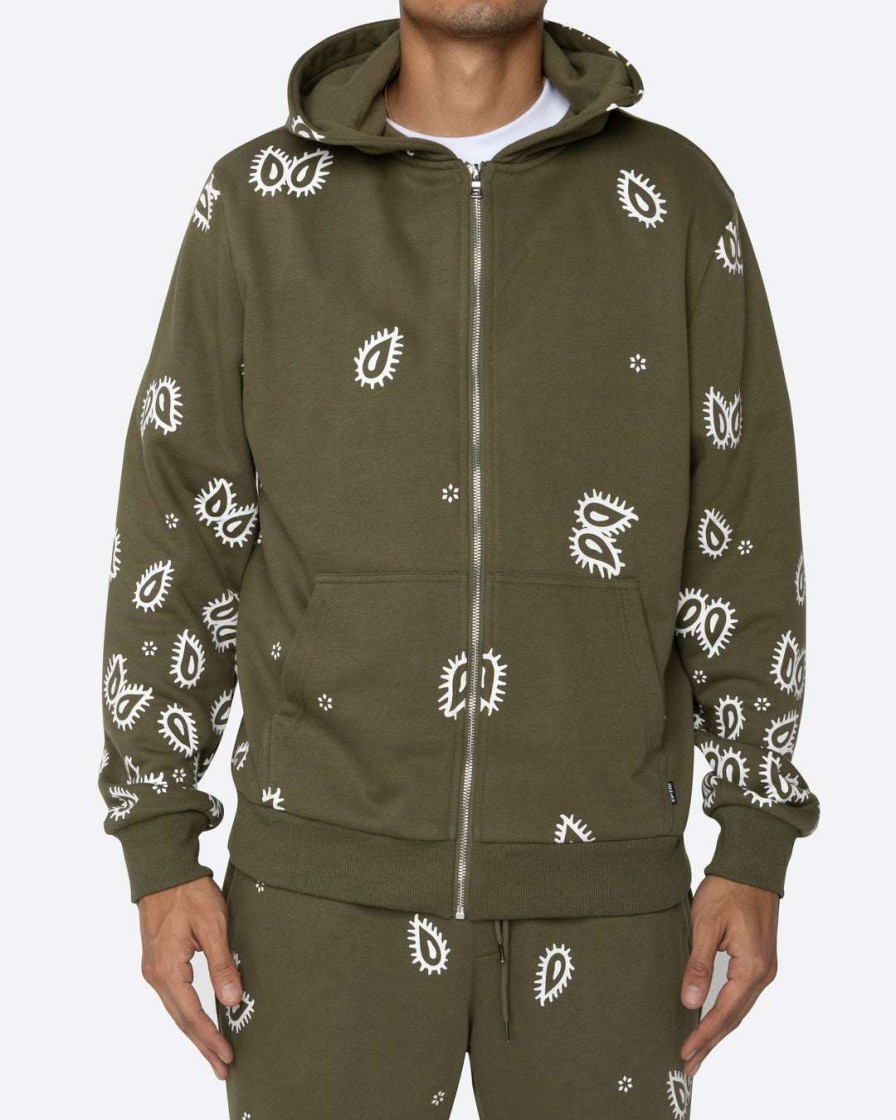 Men Eptm. | Eptm. Hoodies Eptm Amoeba Print Zip Hoodie-Olive