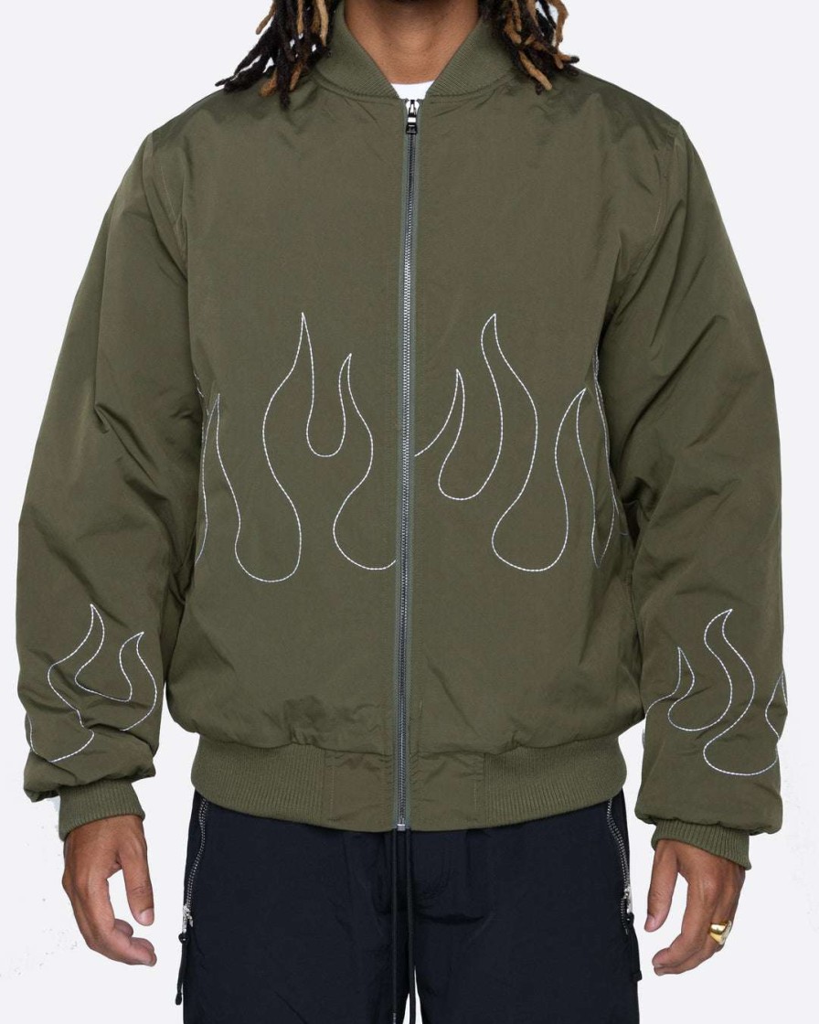 Men Eptm. | Eptm. Eptm Flame Stitch Bomber Jacket-Olive Jackets