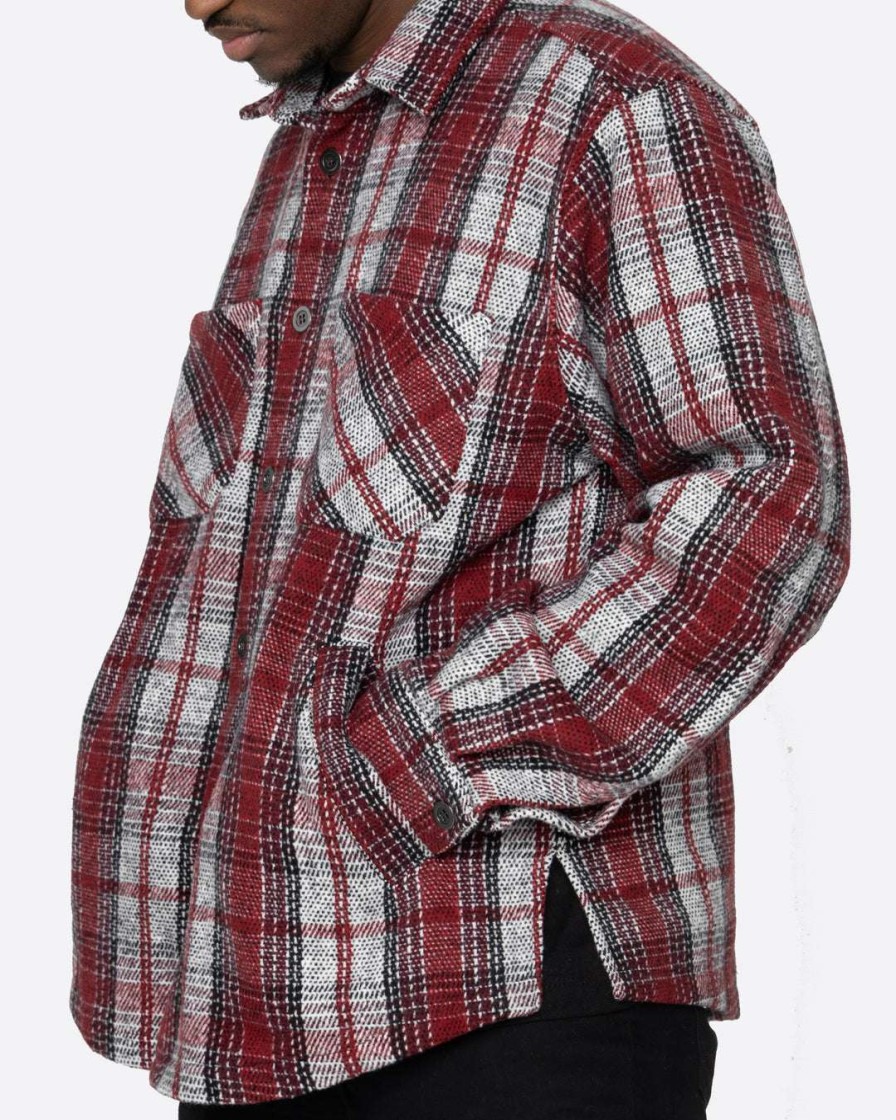 Men Eptm. | Eptm. Eptm Slit Flannel Shirt- Dec. Red