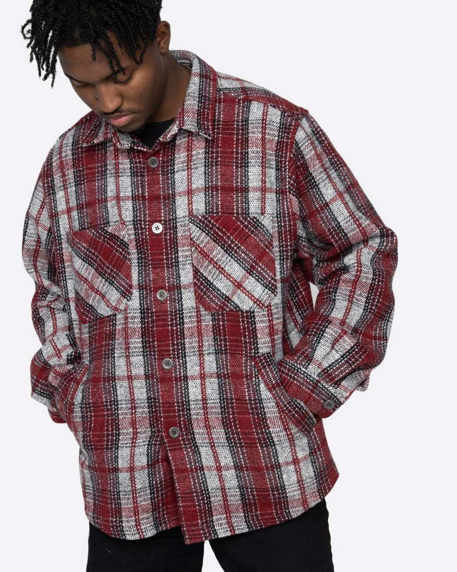 Men Eptm. | Eptm. Eptm Slit Flannel Shirt- Dec. Red