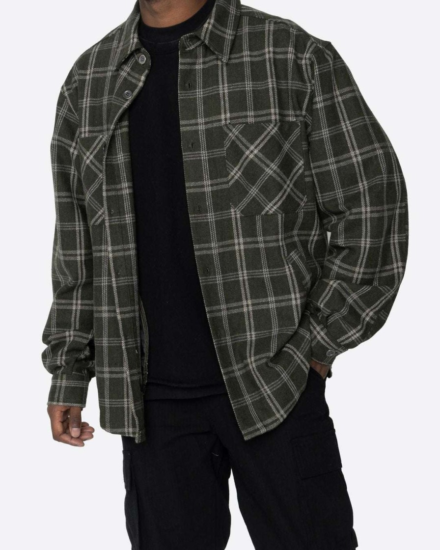 Men Eptm. | Eptm. Eptm Slit Flannel Shirt-Drk Olive