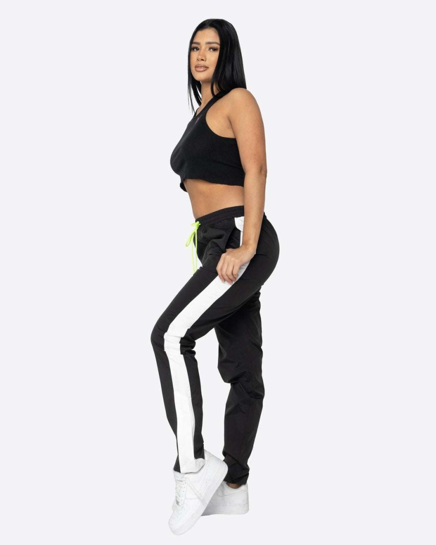 Women Eptm. | Eptm. Eptm Women Nylon Basic Track Pants- Black/White Bottoms