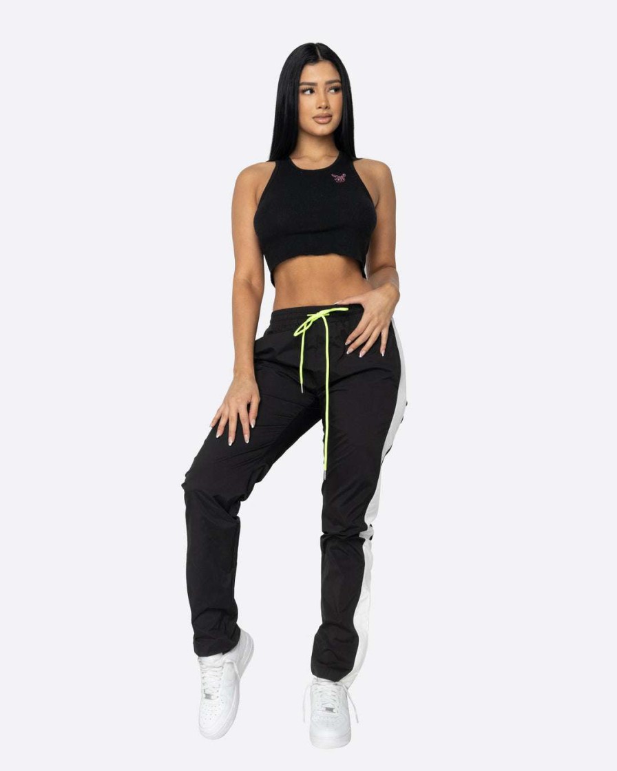 Women Eptm. | Eptm. Eptm Women Nylon Basic Track Pants- Black/White Bottoms