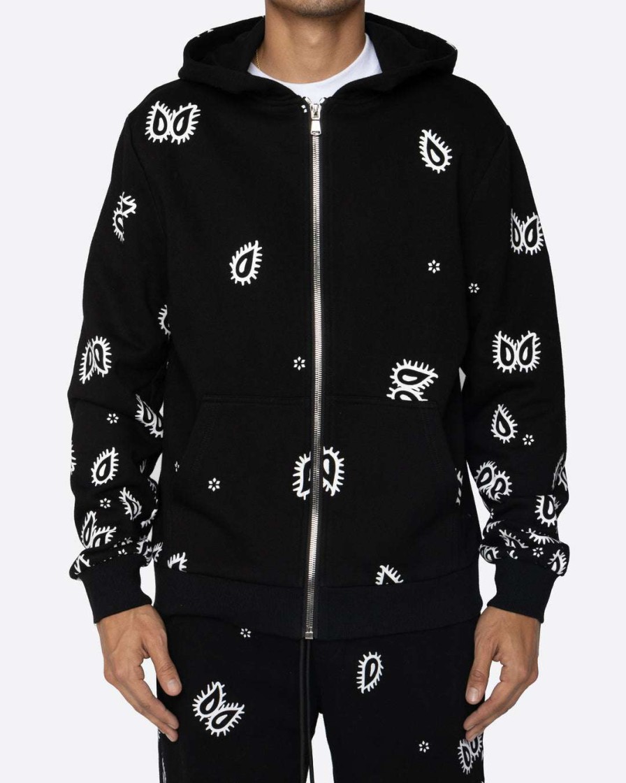 Men Eptm. | Eptm. Eptm Amoeba Print Zip Hoodie-Black Hoodies