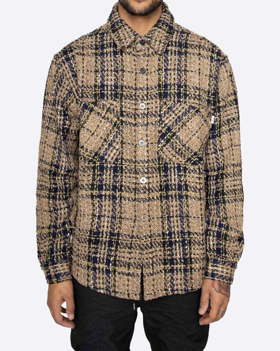 Men Eptm. | Eptm. Eptm Heavy Flannel Shirt-Khaki/Navy Shirts