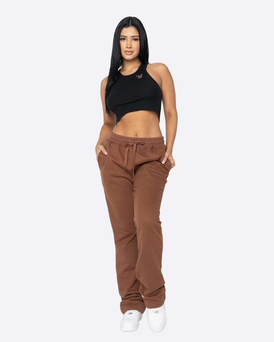 Women Eptm. | Eptm. Bottoms Eptm Women French Terry Flare Pants-Brown