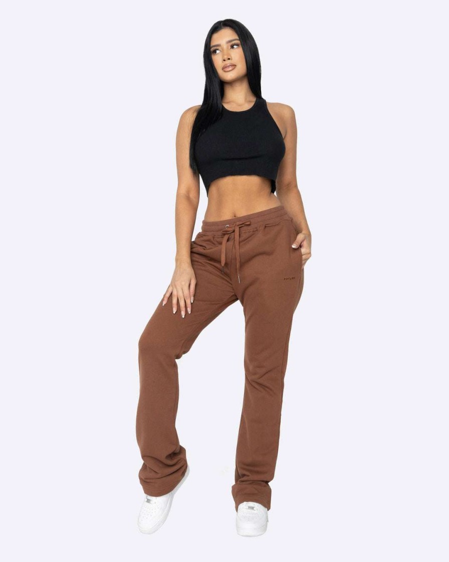 Women Eptm. | Eptm. Bottoms Eptm Women French Terry Flare Pants-Brown