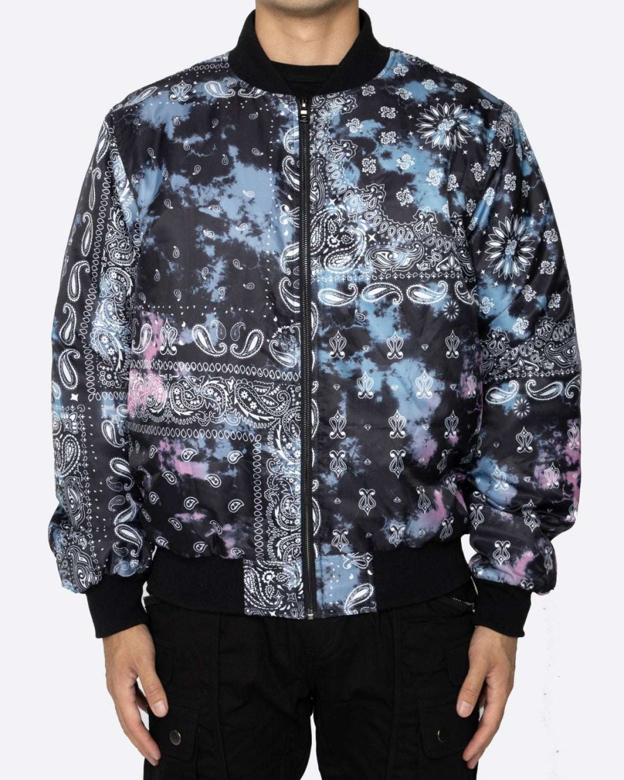 Men Eptm. | Eptm. Jackets Eptm Tie Dye Bandana Bomber Jacket-Black