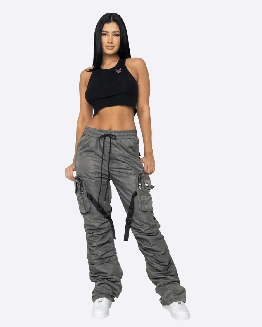 Women Eptm. | Eptm. Bottoms Eptm Women Dave East Strap Stacked Flare Pants Charcoal