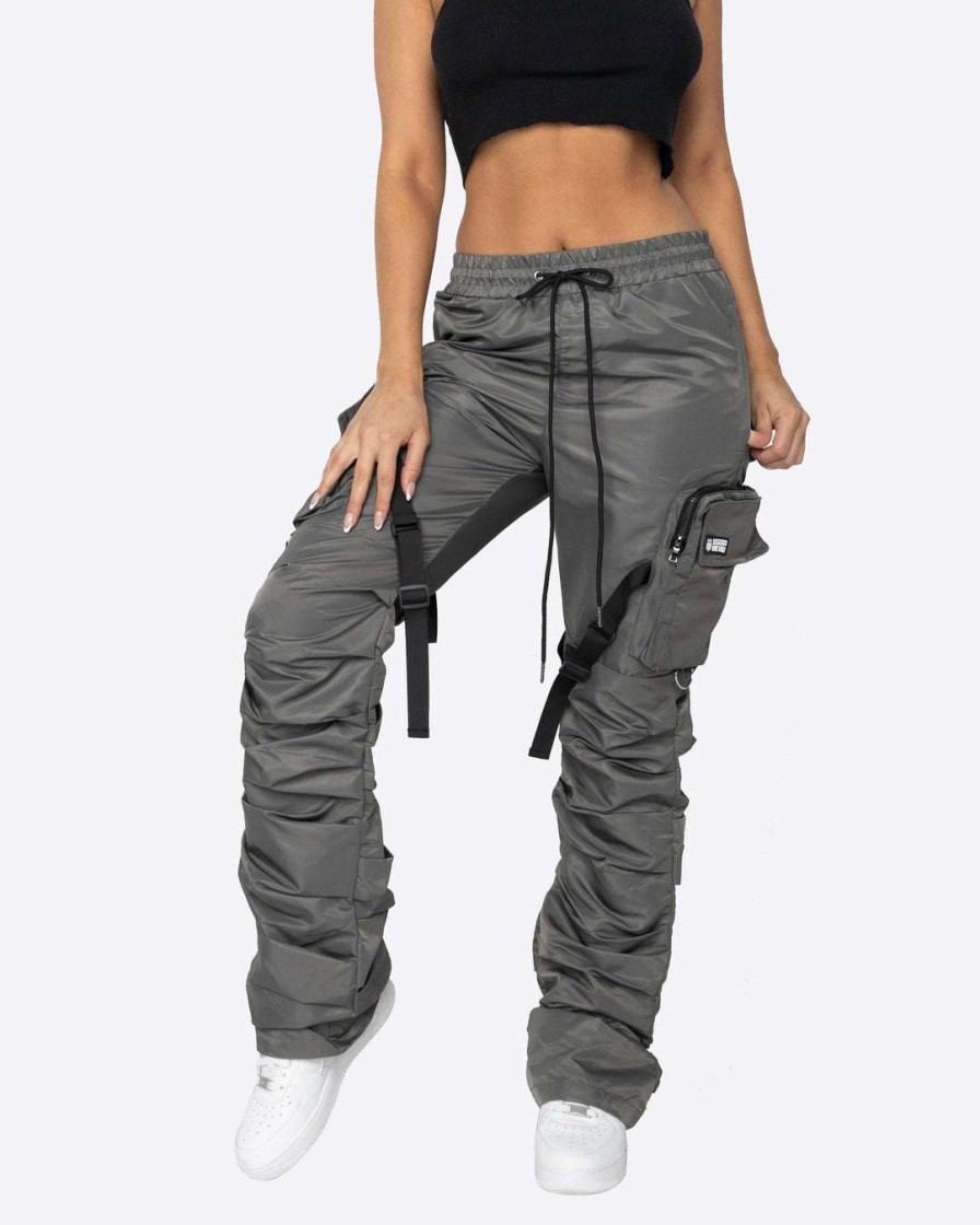 Women Eptm. | Eptm. Bottoms Eptm Women Dave East Strap Stacked Flare Pants Charcoal