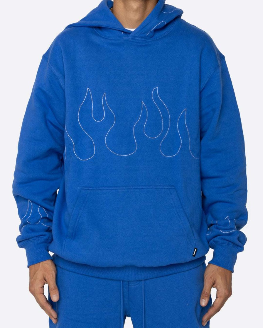 Men Eptm. | Eptm. Eptm Hand Stitched Flame Hoodie-Royal Blue