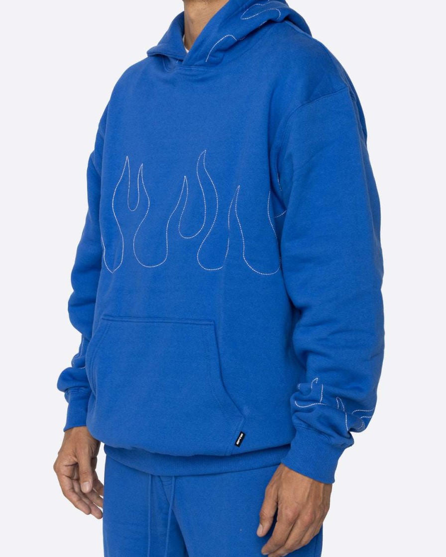 Men Eptm. | Eptm. Eptm Hand Stitched Flame Hoodie-Royal Blue