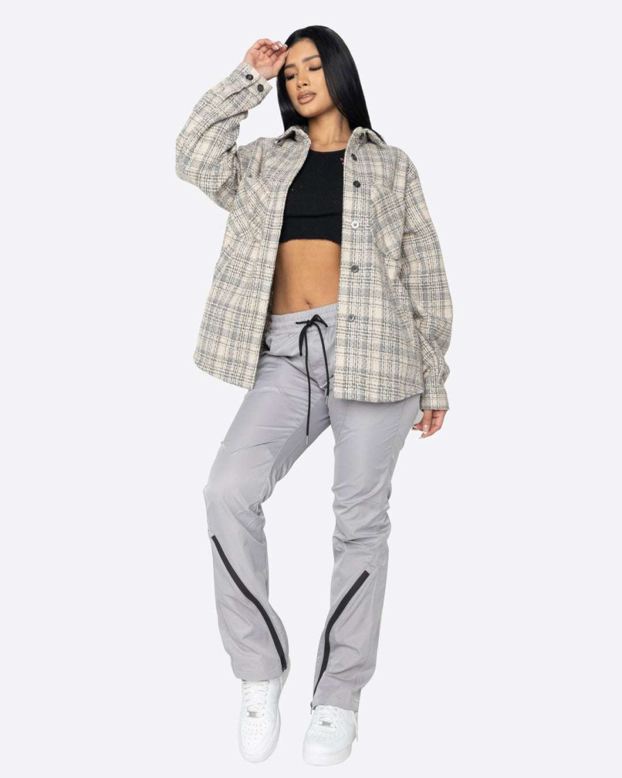 Women Eptm. | Eptm. Eptm Women Slit Flannel Shirt-Cream