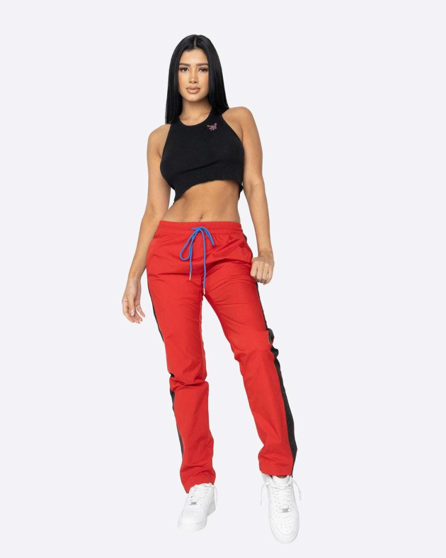 Women Eptm. | Eptm. Bottoms Eptm Women Nylon Basic Track Pants-Red/Black