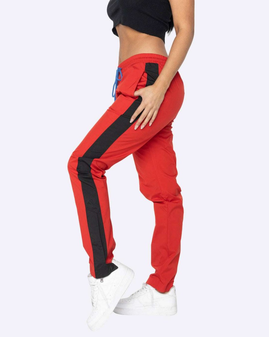 Women Eptm. | Eptm. Bottoms Eptm Women Nylon Basic Track Pants-Red/Black