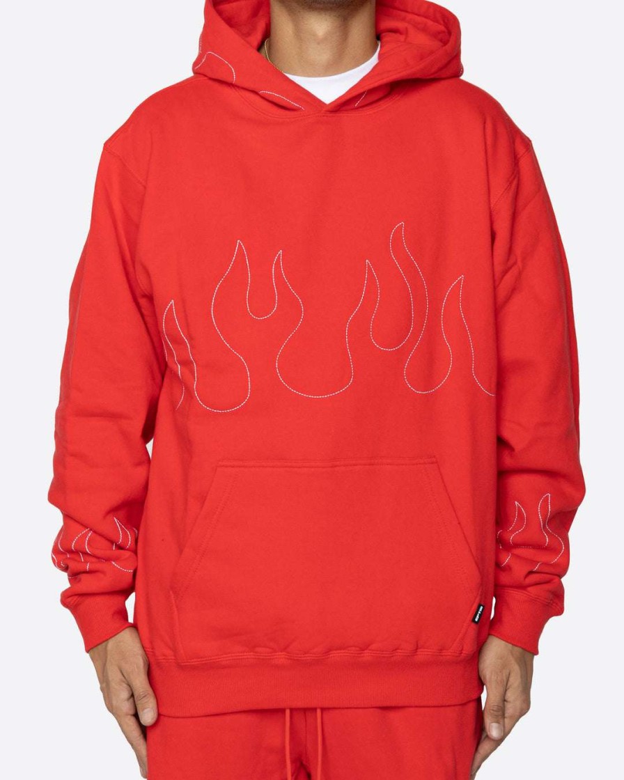 Men Eptm. | Eptm. Eptm Hand Stitched Flame Hoodie-Red/White Hoodies