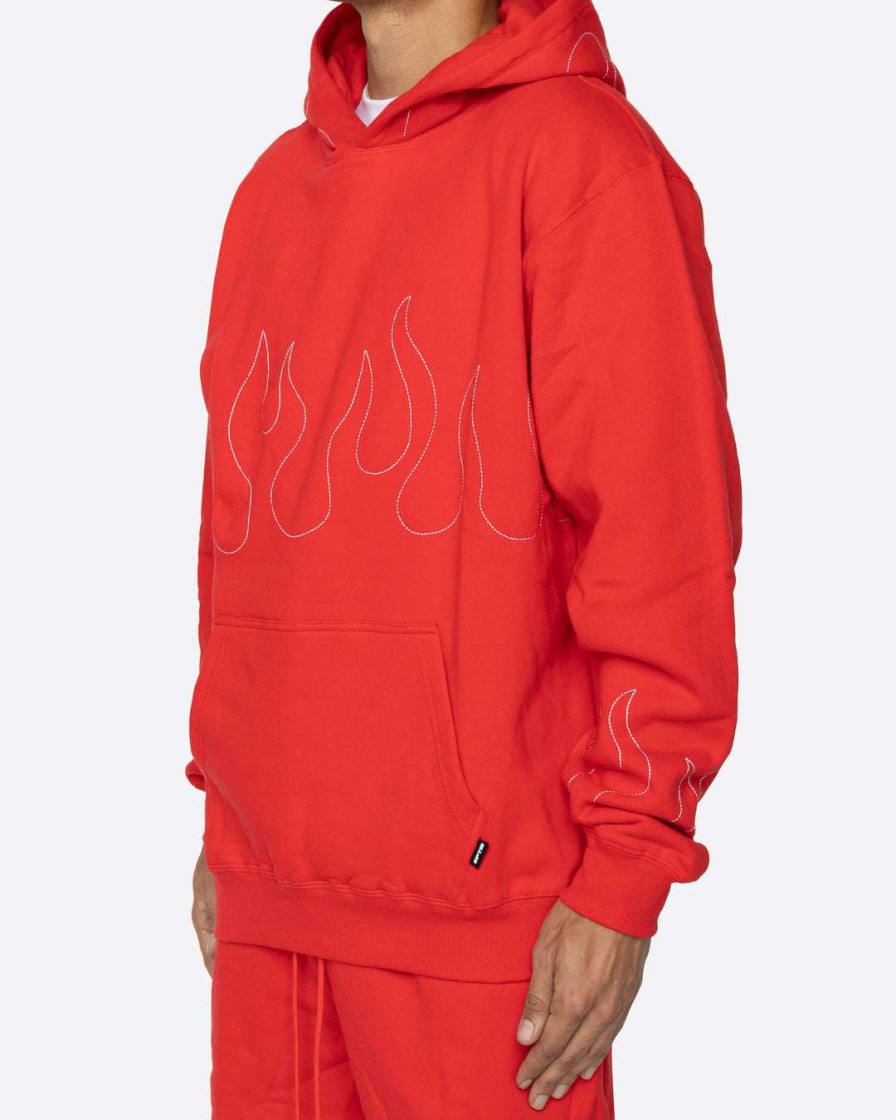 Men Eptm. | Eptm. Eptm Hand Stitched Flame Hoodie-Red/White Hoodies