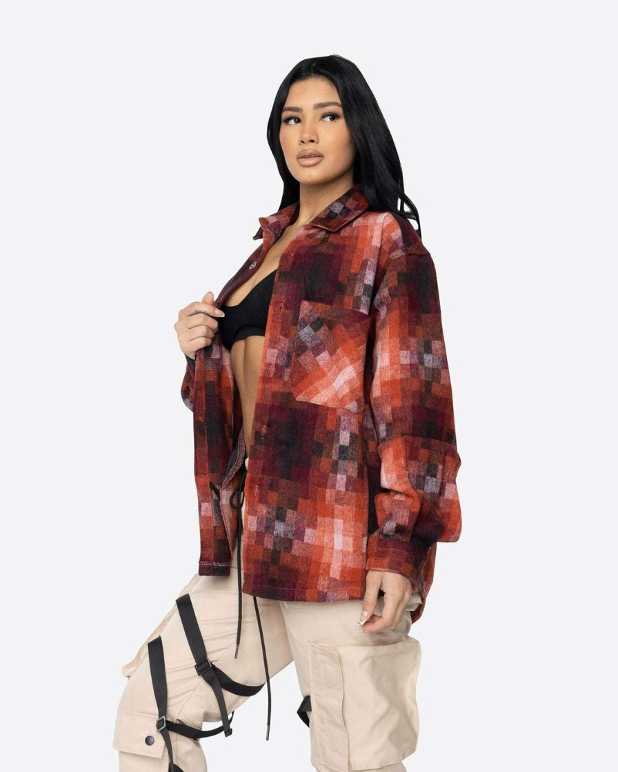 Women Eptm. | Eptm. Tops Eptm Women Heavy Flannel Shirt-Orange